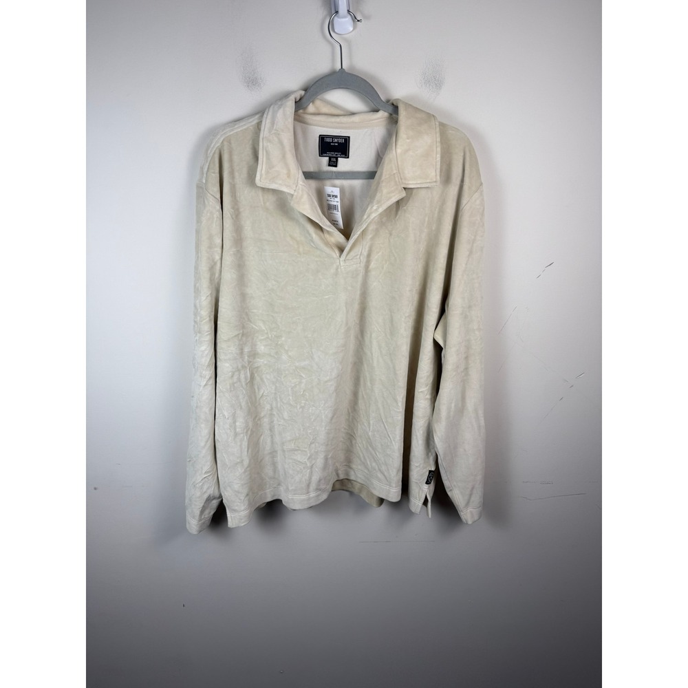 Todd Snyder Velour Polo Shirt Pumice Cream Long Sleeve KN2600561 XXL NEW